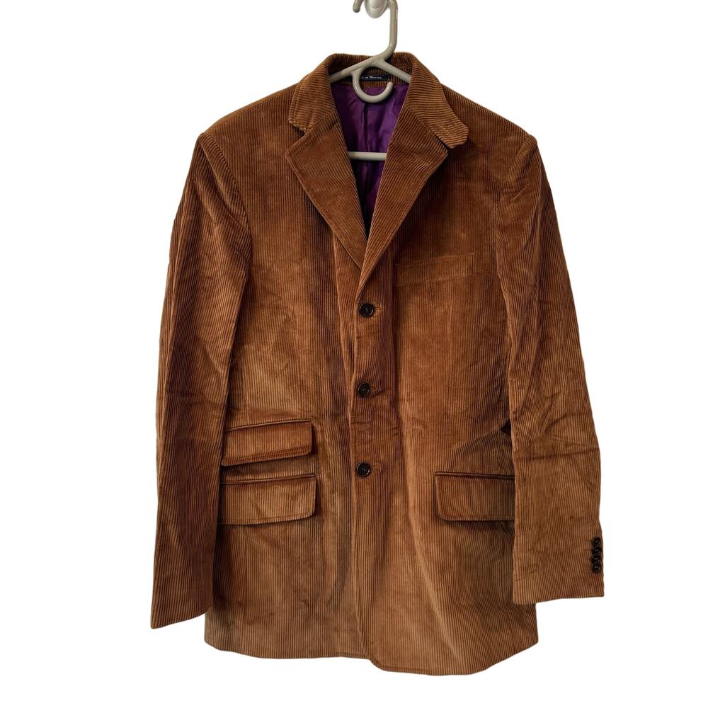 Hilfiger Vintage Men's Corduroy Cognac Sport Jacket 38R Woven in Italy NWT